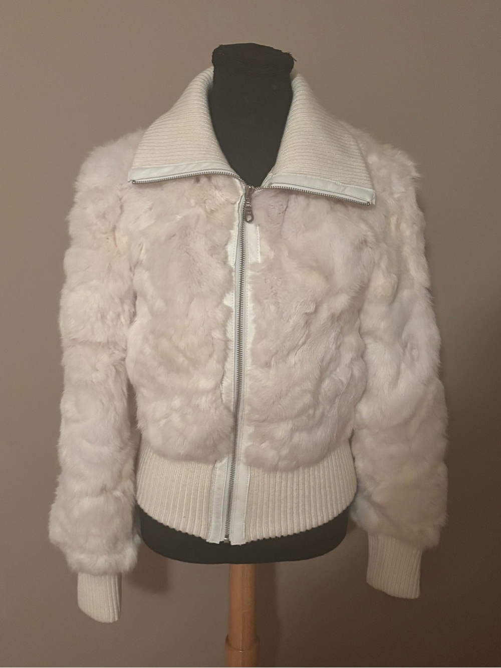 WILSONS LEATHER MAXIMA VINTAGE RABBIT FUR BOMBER HACKET SIZE S